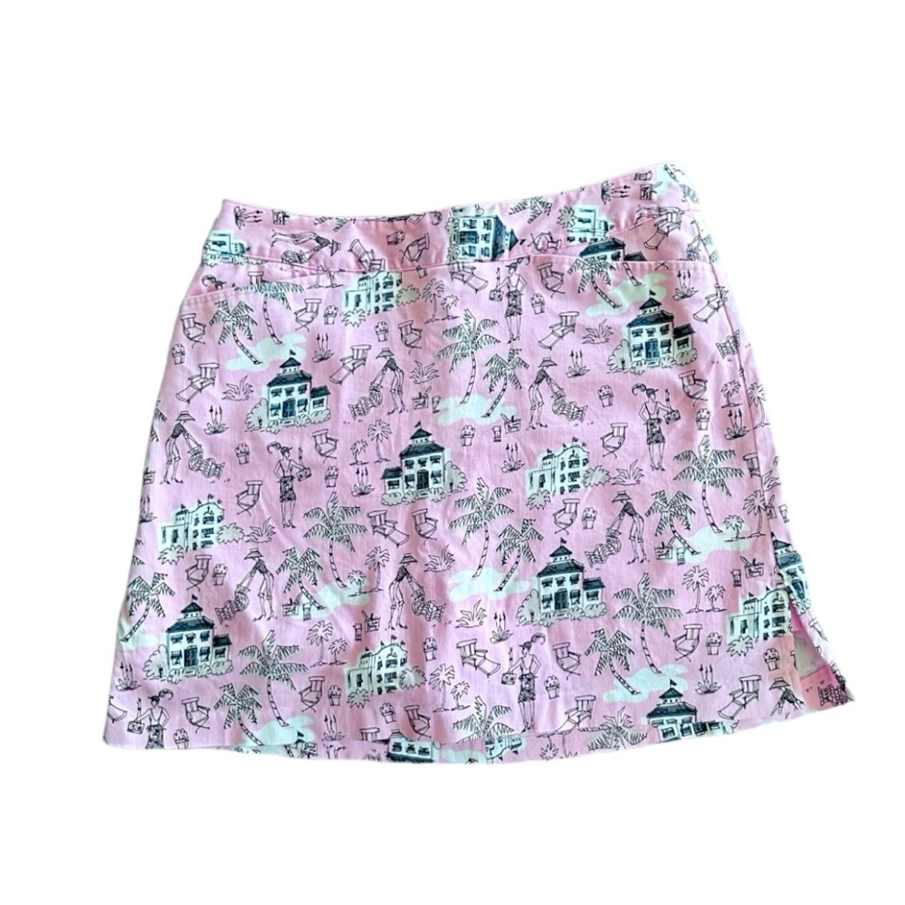 Lady Hagen Pink & Black Palm Beach Scene Skort / Skirt size women’s 8